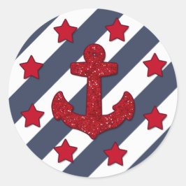 Roter Glitzer Ankersticker, glänzend Runder Aufkleber