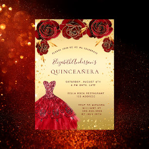 Roter Glitzer aus Quinceanera Einladung