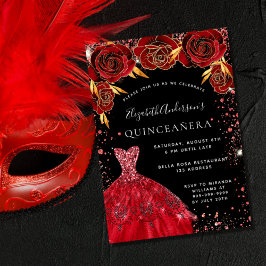 Roter Glitzer aus Quinceanera Einladung