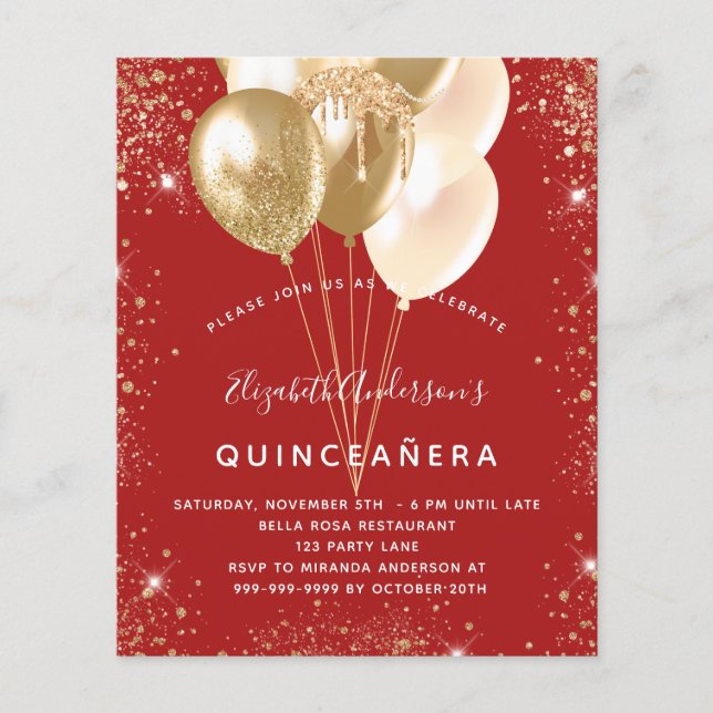 Roter Glitzer aus Quinceanera - Haushalt Flyer (Vorne)