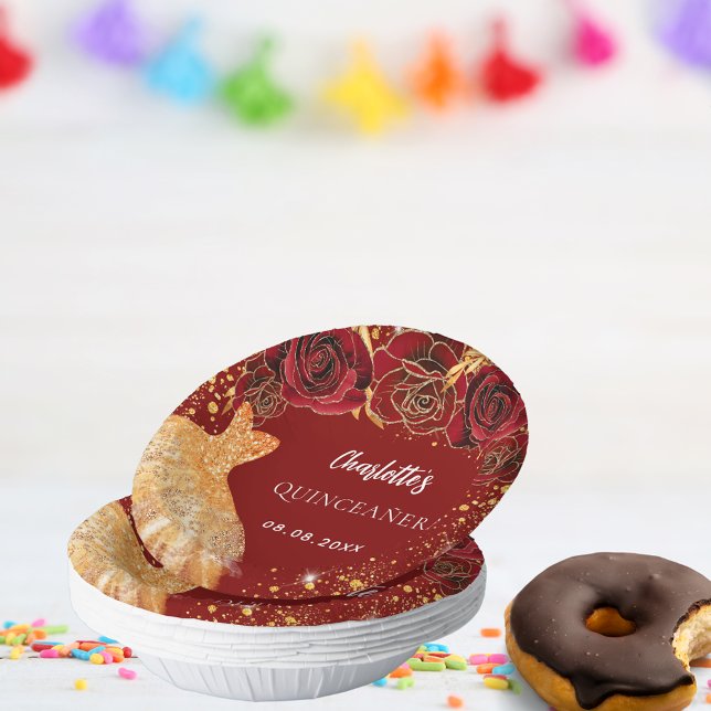 Roter Glitzer aus Quinceanera Pappteller (Von Creator hochgeladen)