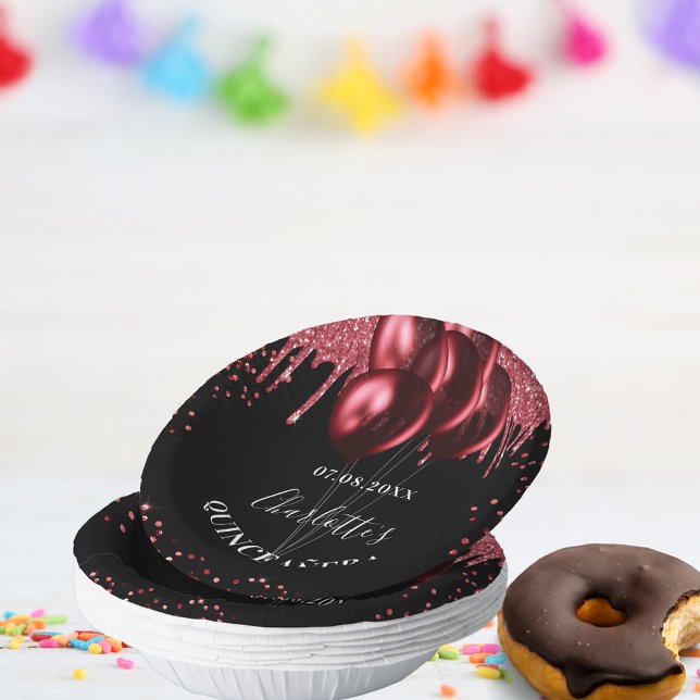 Roter Glitzer-Ballons aus Quinceanera Pappteller (Von Creator hochgeladen)