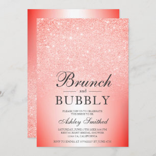 Roter Glitzer Chic Brunch Bubble Brautparty Einladung