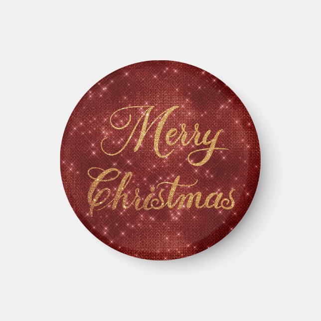 Roter Glitzer frohe Weihnachten Magnet (Vorne)