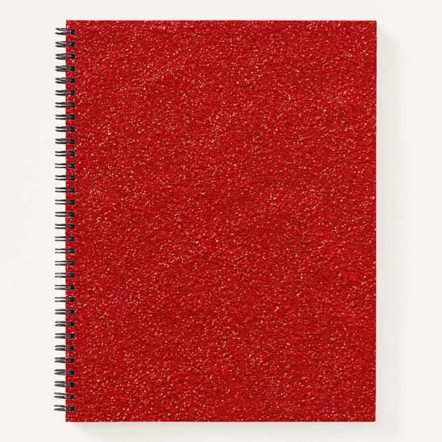Roter Glitzer, Funkelnd, Glitzer Hintergrund Notizbuch (Vorderseite)