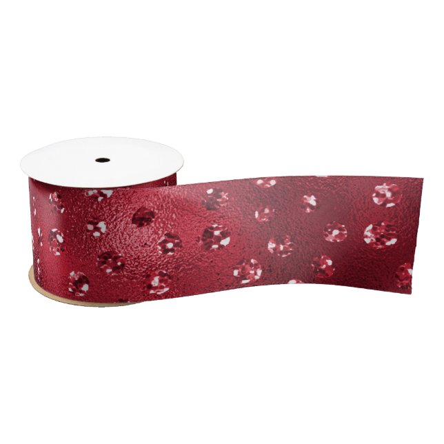 Roter Glitzer Glam Polka Dots Muster Satinband (Spule)