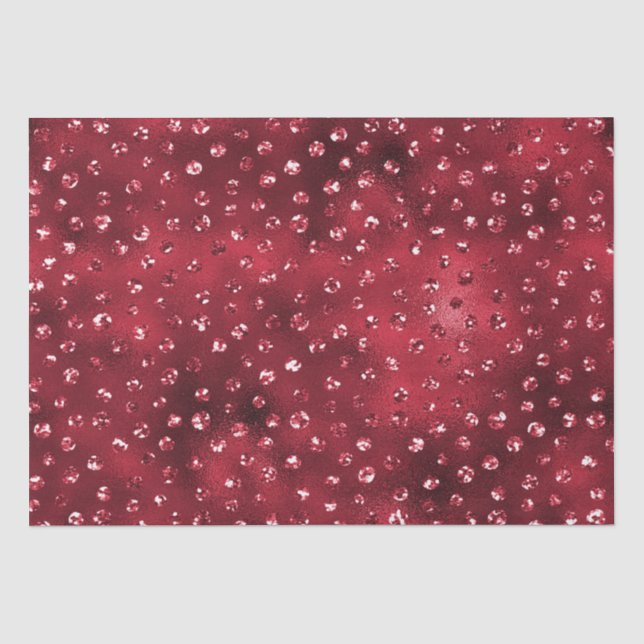 Roter Glitzer Glam Polka Dots Muster Seidenpapier (Vorderseite)