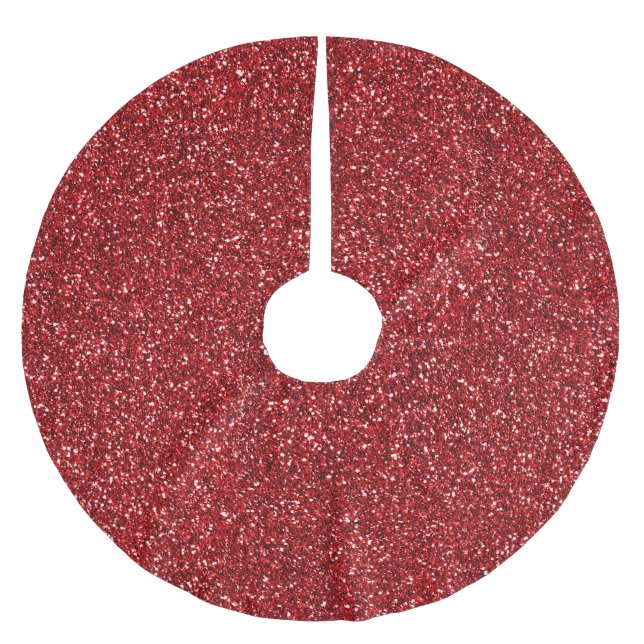 Roter Glitzer Glitz Polyester Weihnachtsbaumdecke (Vorderseite)