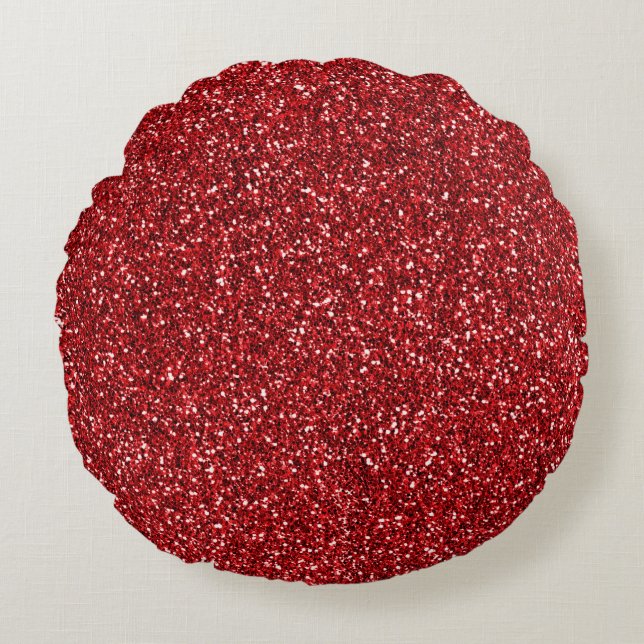 Roter Glitzer Glitz Rundes Kissen (Vorderseite)