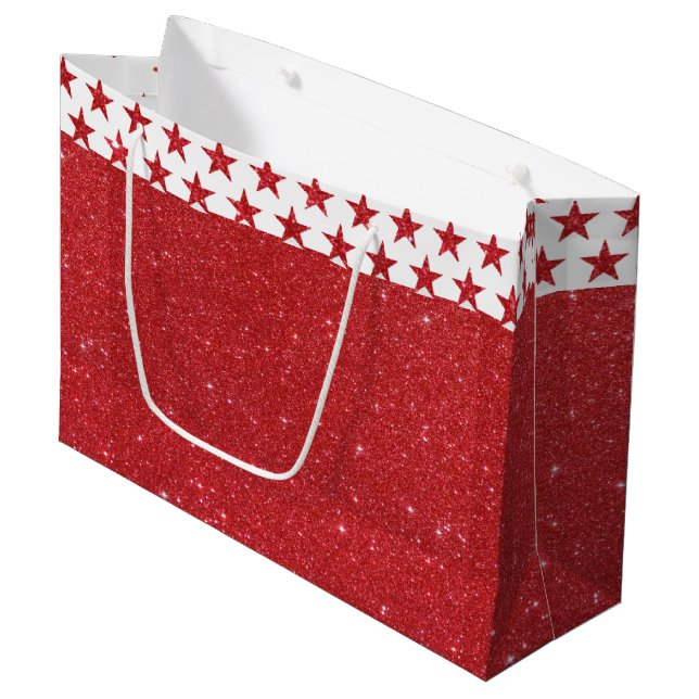 Roter Glitzer Große Geschenktasche Große Geschenktüte (Vorderseite Schrägansicht)
