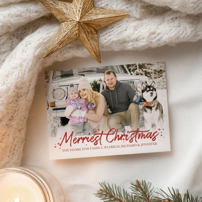 Roter Glitzer Handgeschriebenes Foto Frohe Weihnac Postkarte (Von Creator hochgeladen)