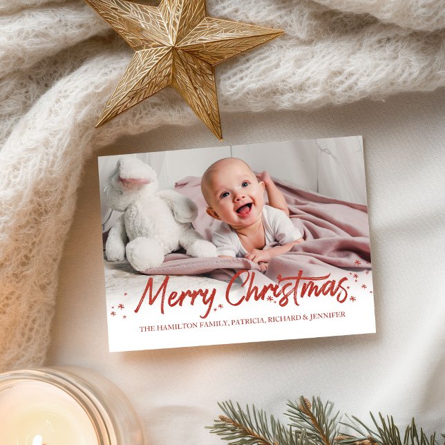 Roter Glitzer Handgeschriebenes Foto Frohe Weihnac Postkarte (Von Creator hochgeladen)