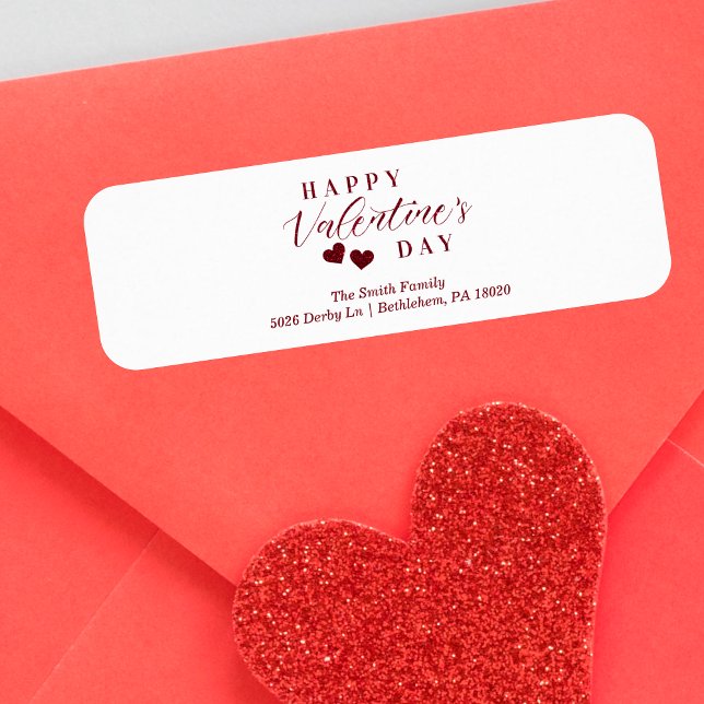 Roter Glitzer - Happy Valentine's Day Heart (Red Glitter Effect Happy Valentine's Day Hearts Label.)
