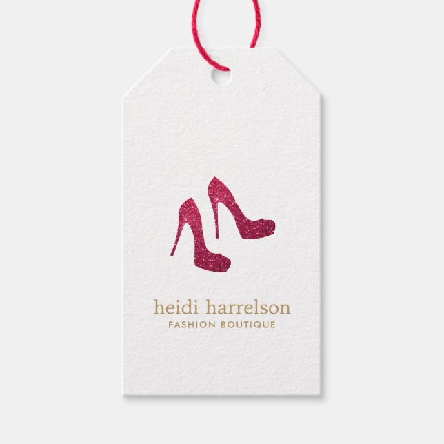 Roter Glitzer Heels Boutique Mode Geschenkanhänger (Vorderseite)