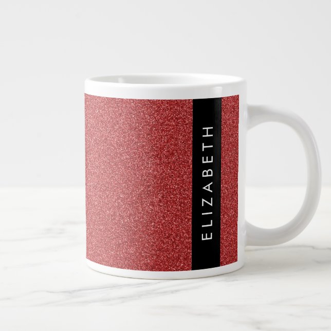 Roter Glitzer, Hintergrund des Glitzer, Ihr Name Jumbo-Tasse (Rechts)