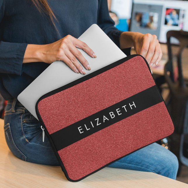 Roter Glitzer, Hintergrund des Glitzer, Ihr Name Laptopschutzhülle (Von Creator hochgeladen)