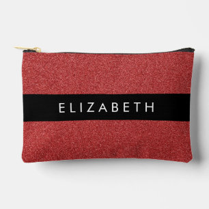 Roter Glitzer, Hintergrund des Glitzer, Ihr Name Zubehörtasche