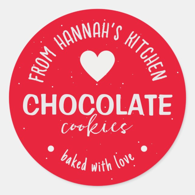 Roter Glitzer Hintergrund gebacken mit Liebe Runder Aufkleber (Vorderseite)