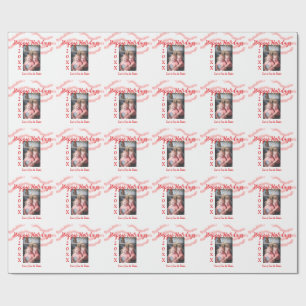 Roter Glitzer Kinderfamilie Foto Name der Feiertag Geschenkpapier