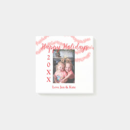 Roter Glitzer Kinderfamilie Foto Name der Feiertag Post-it Klebezettel