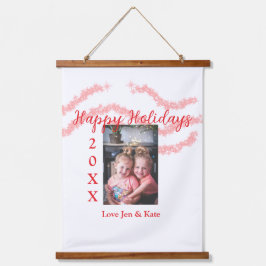 Roter Glitzer Kinderfamilie Foto Name der Feiertag Wandteppich Mit Holzrahmen