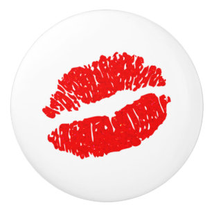 Roter Glitzer Kiss Lips Schublade Chic Dresser Keramikknauf