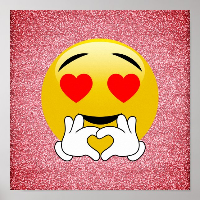Roter Glitzer Liebe Herz Emoji Poster (Vorne)