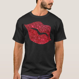 Roter Glitzer Lippen fotorealistisch T-Shirt