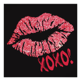 Roter Glitzer Lips XOXO Poster
