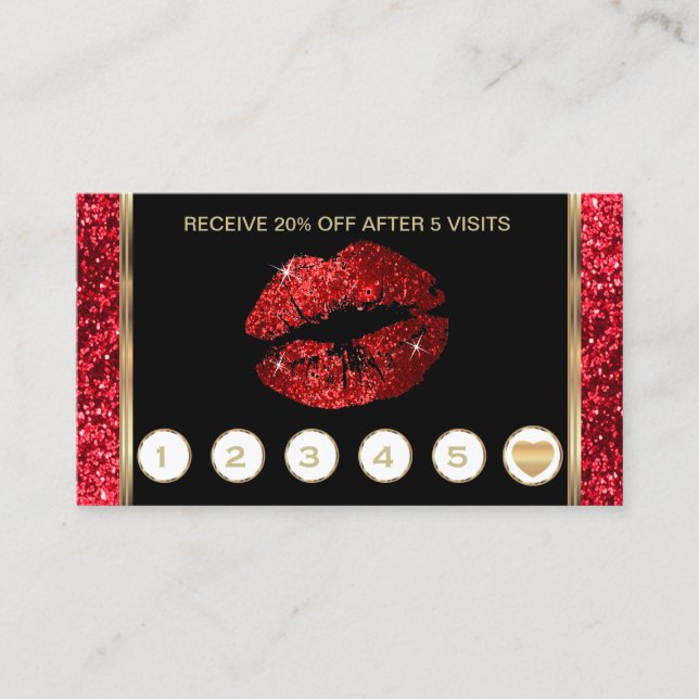 Roter Glitzer Loyalität Treuekarte (Vorderseite)