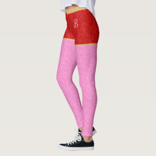 Roter Glitzer Mit Monogramm Shorts Rosa Strumpfhos Leggings