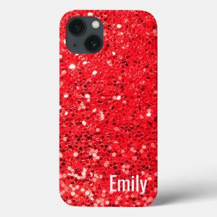 Roter Glitzer mit Name Case-Mate iPhone Hülle