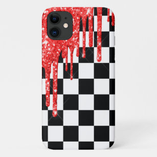 Roter Glitzer mit schwarzem und weißem Karton Case-Mate iPhone Hülle