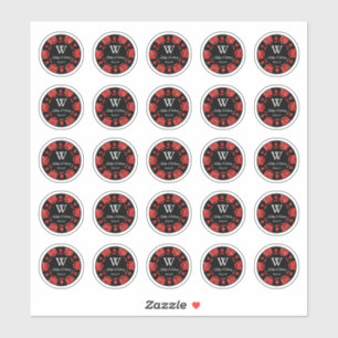 Roter Glitzer Poker Chip Casino Hochzeitsfeier 3cm Aufkleber