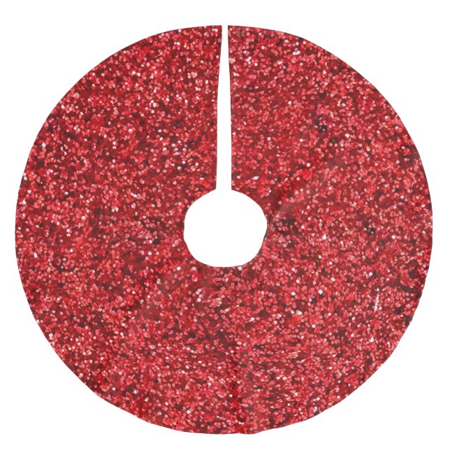 Roter Glitzer Polyester Weihnachtsbaumdecke (Vorderseite)