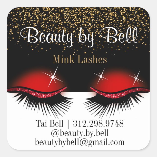 Roter Glitzer Quadratischer Aufkleber (Vorderseite)