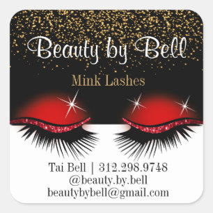 Roter Glitzer Quadratischer Aufkleber