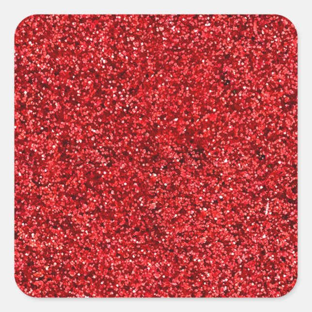 Roter Glitzer Quadratischer Aufkleber (Vorderseite)