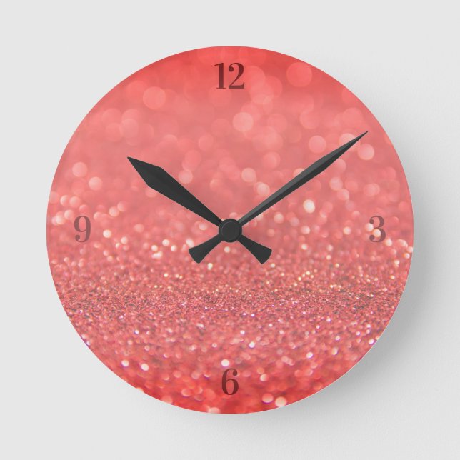 Roter Glitzer Runde Wanduhr (Vorderseite)