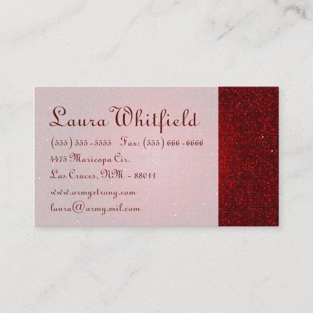 Roter Glitzer Sequin der Disco Glitz Business Card Visitenkarte (Vorderseite)