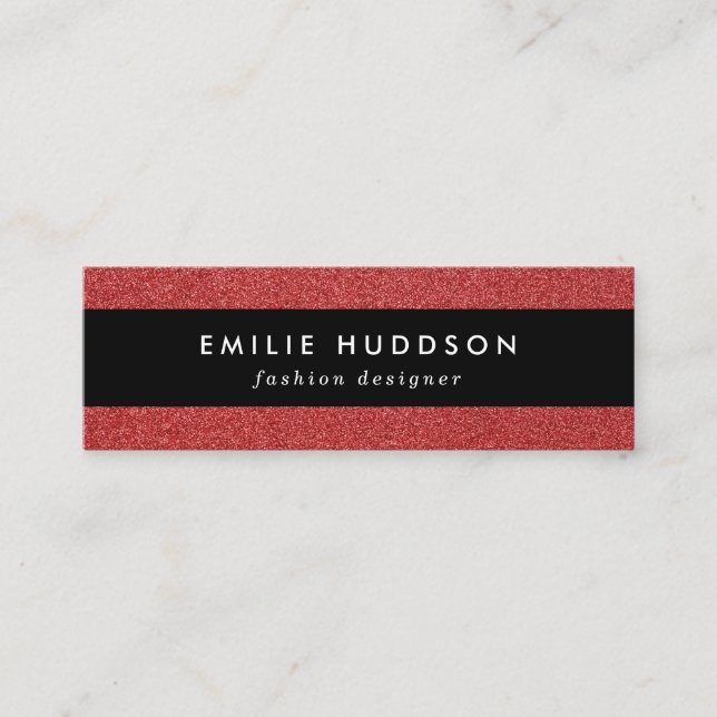 Roter Glitzer, Sparkle, Hintergrund des Glitzer Mini Visitenkarte (Vorderseite)