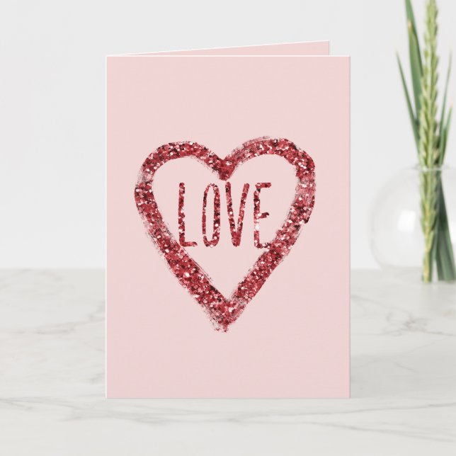 Roter Glitzer Sparkle Liebe Valentinstag Karte (Vorderseite)