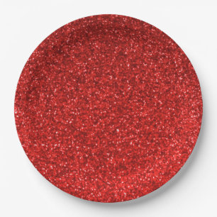 Roter Glitzer Teller