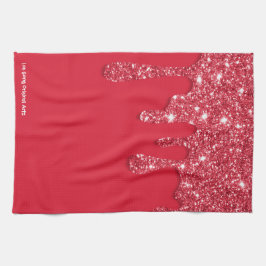Roter Glitzer Tropfen Geschirrtuch