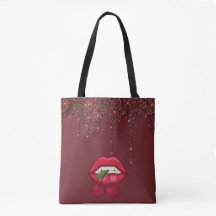 Roter Glitzer Tropfen Tote Tasche