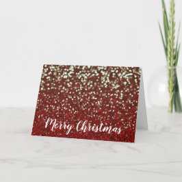 Roter Glitzer und helle Leuchten Weihnachtskarte Karte