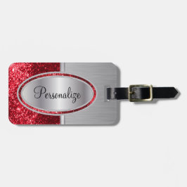 Roter Glitzer und Metallpinsel Gepäckanhänger