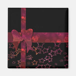 Roter Glitzer und schwarze Sterne Magnet