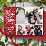Roter Glitzer Weltfrieden Foto Weihnachten<br><div class="desc">Festivals Roter Glitzer Eleganter Script Weltfrieden Moderne Foto Collage Weihnachtskarte. Mit dieser minimalistischen und modernen Weihnachtskarte senden Sie Ihren Lieben herzliche Wünsche und Grüße. Alle Texte sind so vorbereitet,  dass Sie sie einfach und schnell mit Ihren eigenen Details personalisieren können. Gute Ferien!</div>