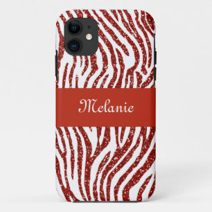 Roter Glitzer Zebra Monogram iPhone Case-Mate iPhone Hülle